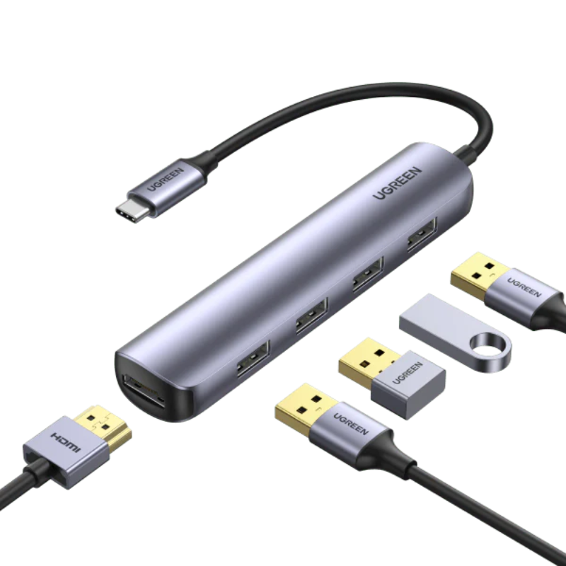 UGREEN CM417 / 20197 HUB USB-C 5/1 HDMI4K, 4 Puertos USB 3.0 - Imagen 2